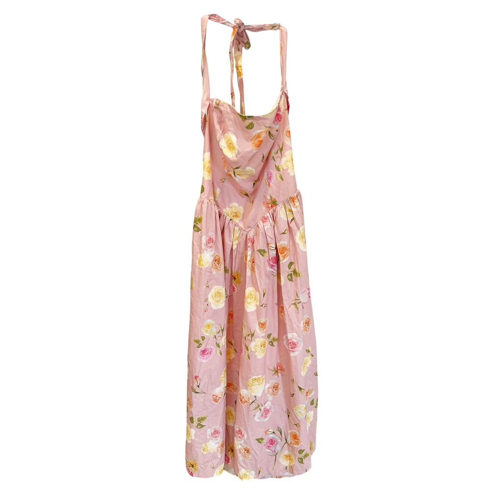NEW Fashion Nova Adelia Floral Midi Dress Basque Corset Waist Milkmaid MEDIUM